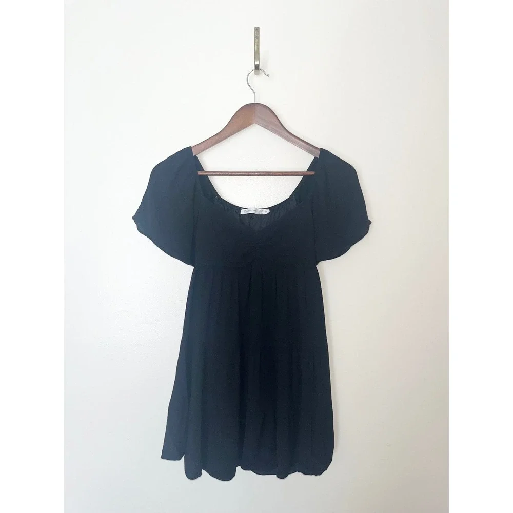 Altar'd‎ State Black Tiered Babydoll Dress Flutter Sleeve Casual Summer XS
